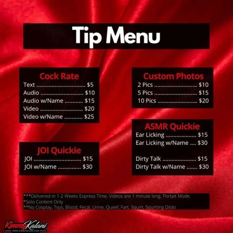 onlyfans menu prices|FREE OnlyFans Menu Template Ideas with Neat。